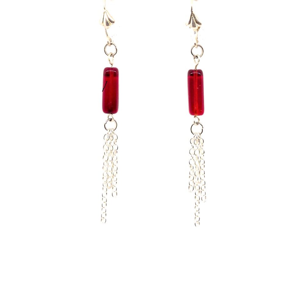 Chained Red Earrings